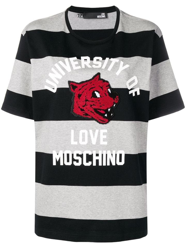 Love Moschino Striped University T-shirt - Black
