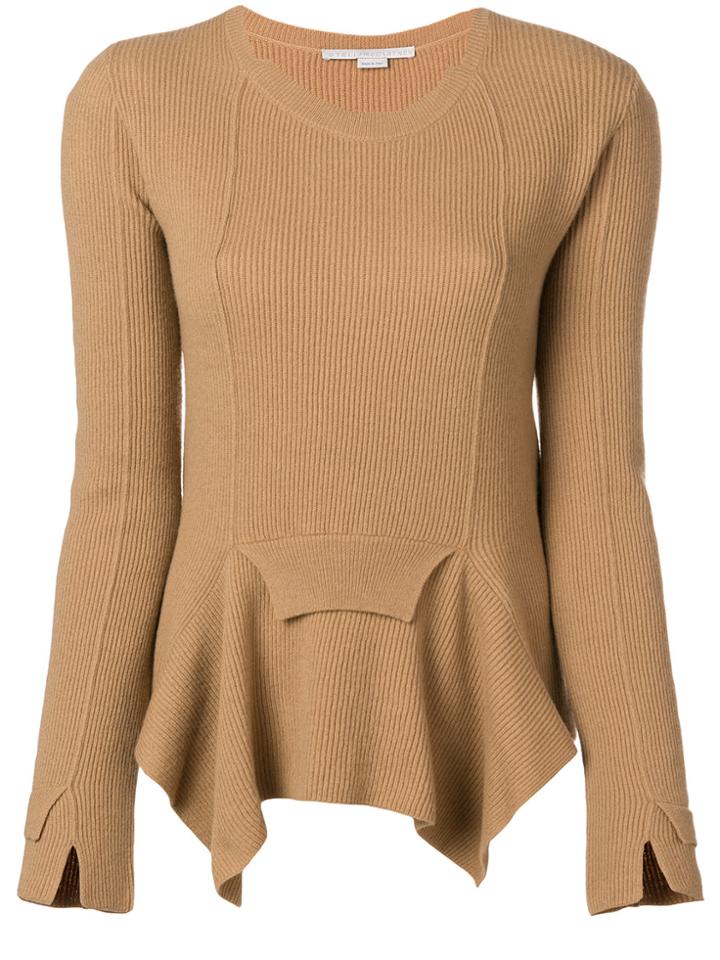 Stella Mccartney Ribbed Handkerchief Hem Sweater - Nude & Neutrals