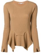 Stella Mccartney Ribbed Handkerchief Hem Sweater - Nude & Neutrals