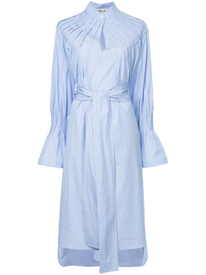 Teija Shirt Dress With Pleat Details - Blue