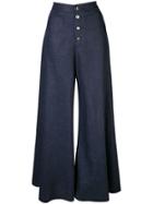 Staud High Waisted Wide Trousers - Blue