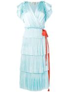 Dvf Diane Von Furstenberg Sasha Pleated Ruffle Wrap Dress - Blue