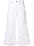 Msgm Cropped Flare Trousers - White