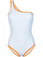 Fendi Striped Logo Swimsuit - Blue