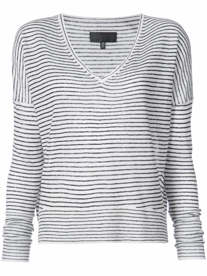 Nili Lotan Striped V-neck Sweater - White