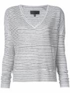 Nili Lotan Striped V-neck Sweater - White