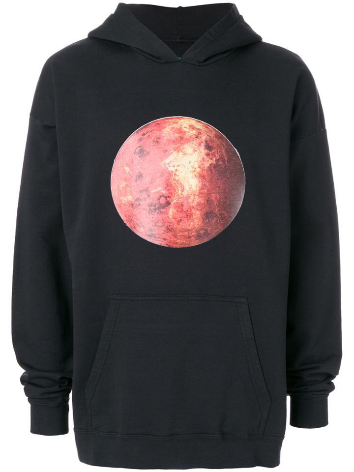 Paura Planet-print Oversized Hoodie - Black