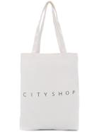 Cityshop Logo Print Tote Bag - White