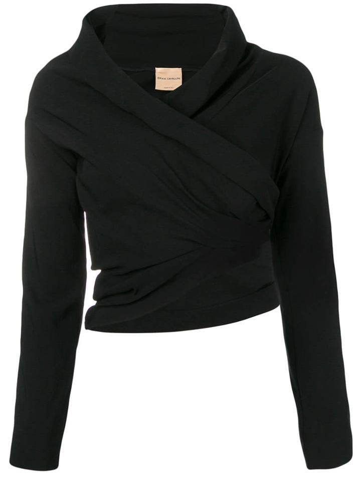 Erika Cavallini Cropped Cowl Neck Blouse - Black