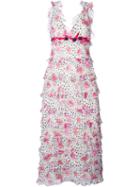 Giamba Printed Flounce Long Dress, Women's, Size: 42, Silk/cotton/polyester/viscose