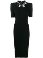 Balmain Necklace Detail Fitted Dress - Black