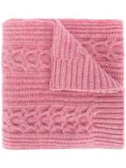 N.peal Wide Cable Knit Scarf - Pink & Purple
