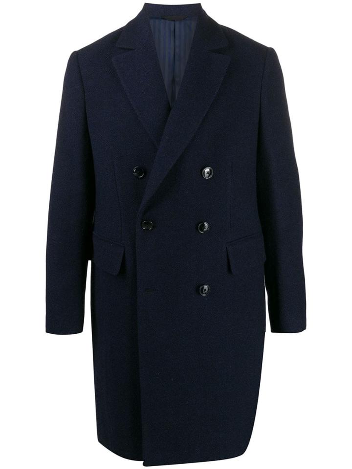 Mp Massimo Piombo Herringbone Wool Coat - Blue