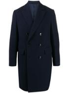 Mp Massimo Piombo Herringbone Wool Coat - Blue