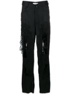 Almaz Lace Inserts Straight Trousers - Black