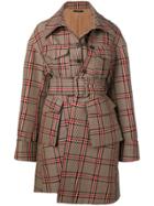 Rokh Belted Checked Coat - Neutrals