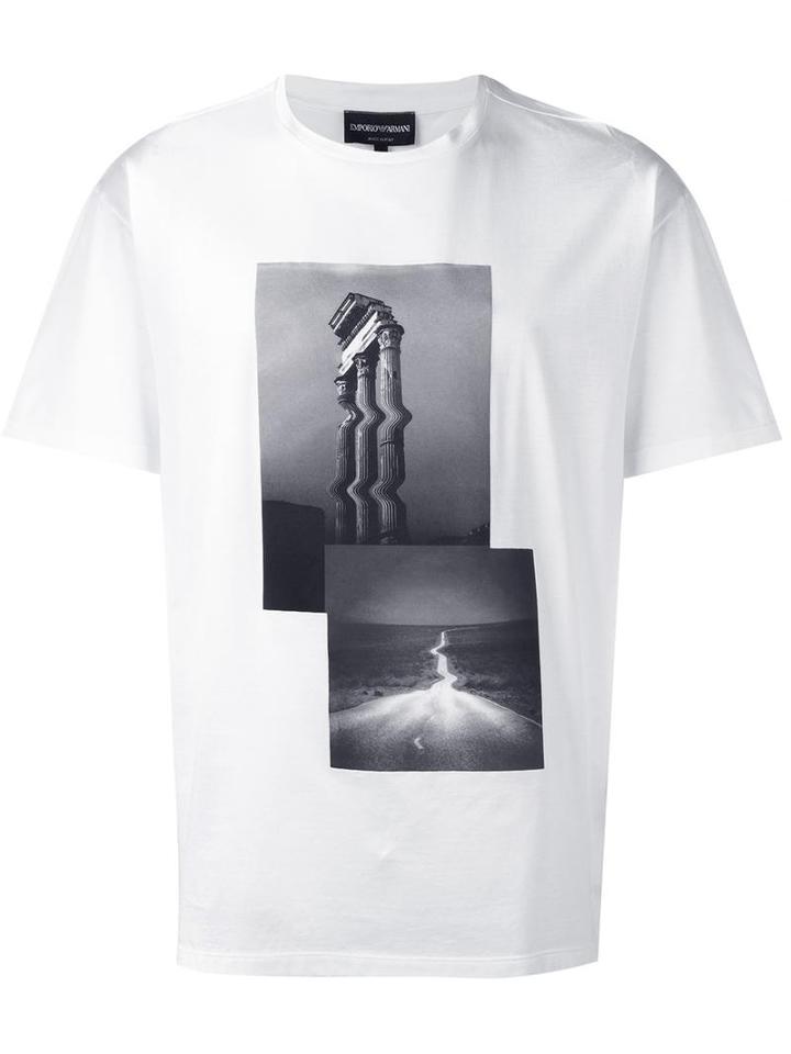 Emporio Armani Photo Print T-shirt, Men's, Size: Small, White, Cotton