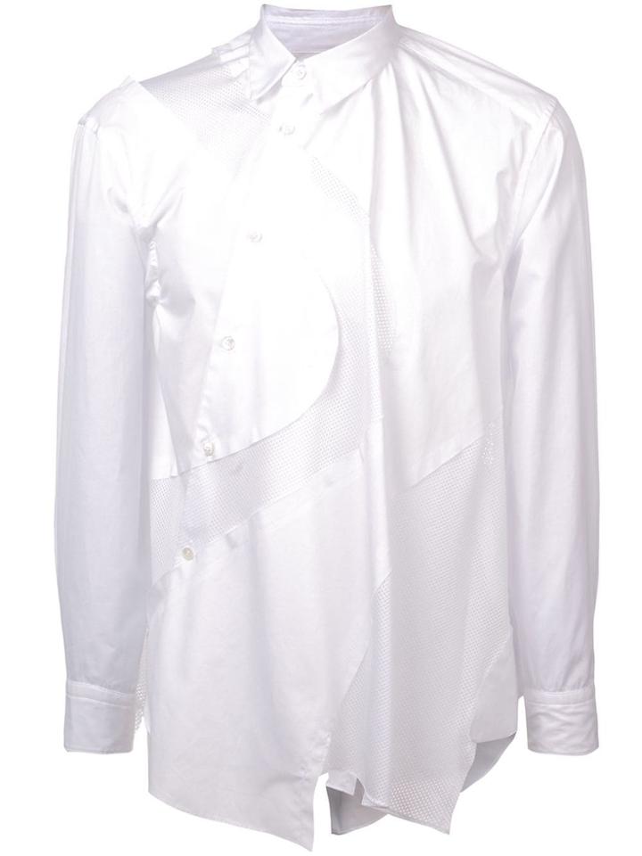 Comme Des Garçons Homme Plus Asymmetric Mesh Panel Shirt - White
