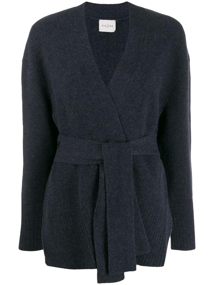 Le Kasha Oxford Wrap-around Cardigan - Blue