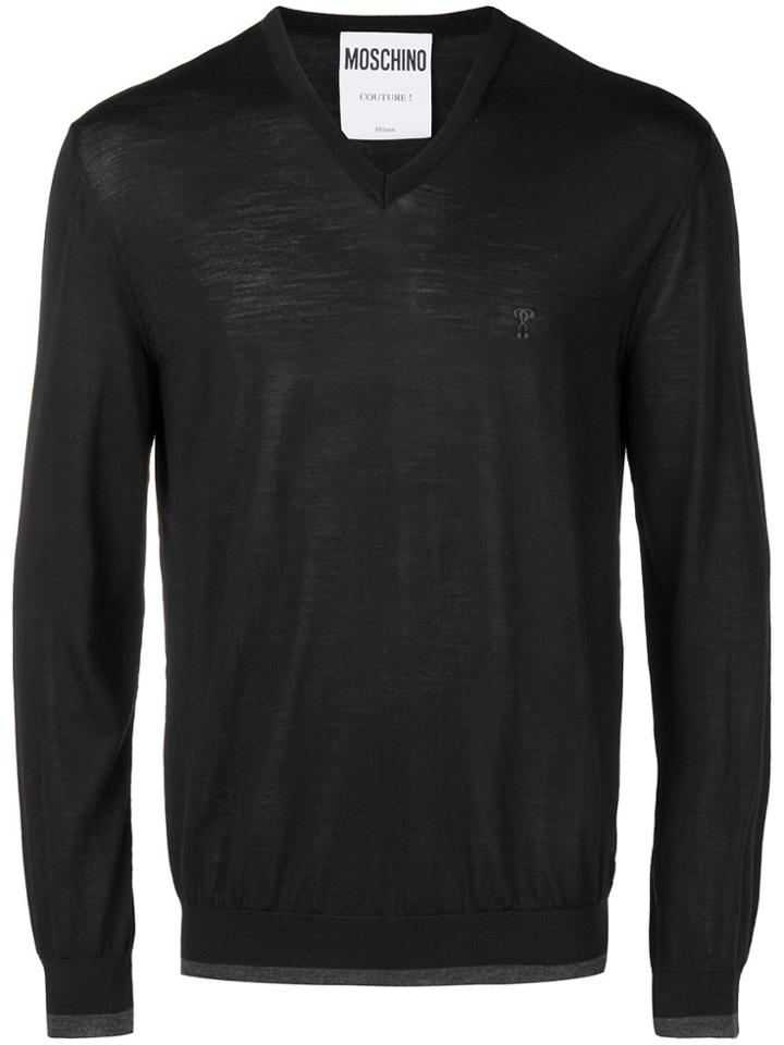 Moschino Logo Embossed Jumper - Black