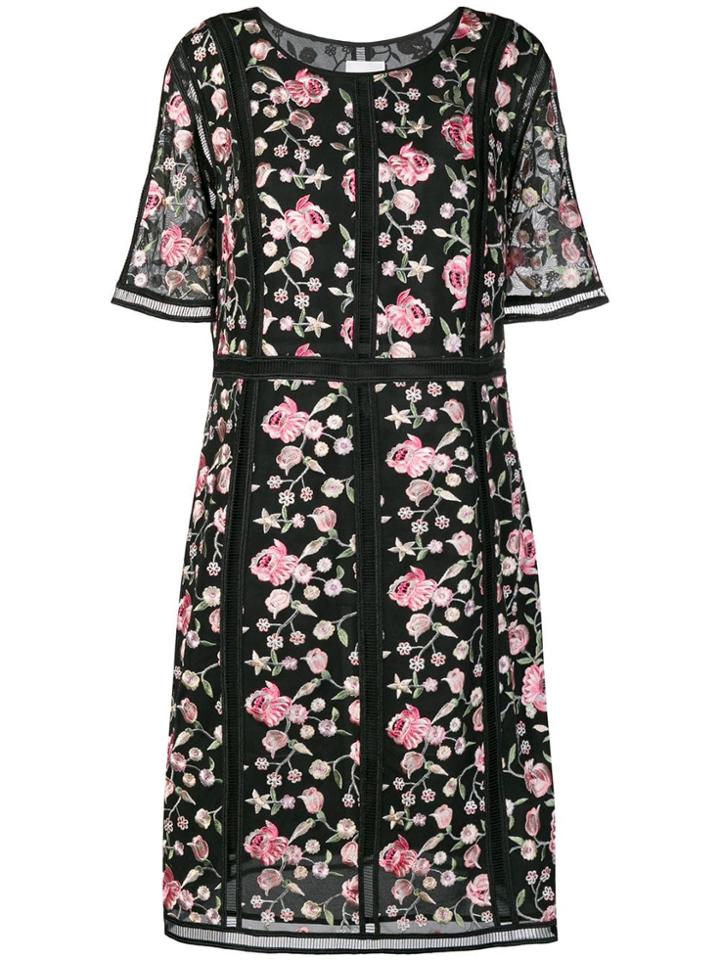 Edward Achour Paris Embroidered Floral Dress - Black