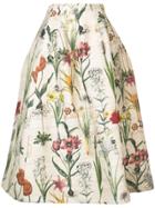 Oscar De La Renta Tea Length Full Party Skirt - Neutrals