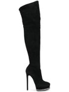 Casadei Over-the-knee Pearl Embellished Boots - Black
