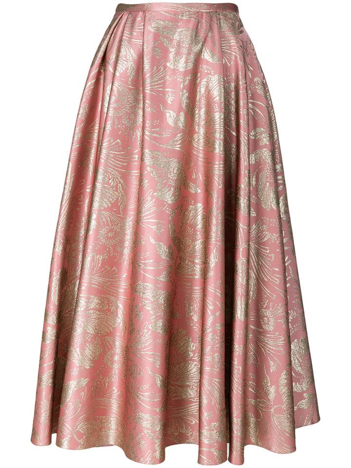 Rochas - Floral Pattern Skirt - Women - Silk/polyester/cupro - 42, Pink/purple, Silk/polyester/cupro
