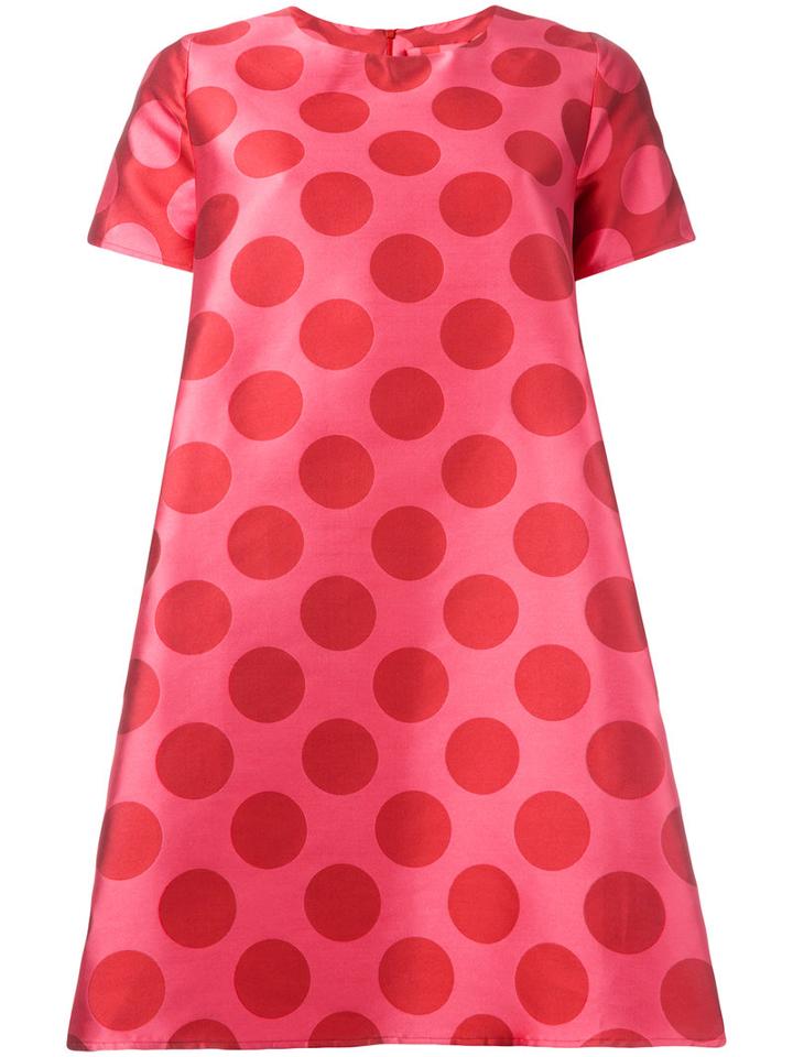 Ultràchic - Pois Print Flared Dress - Women - Cotton/spandex/elastane - 40, Red, Cotton/spandex/elastane