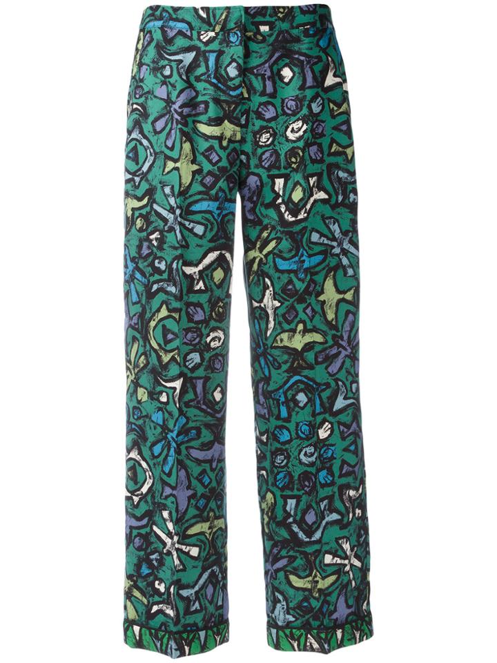 Valentino Abstract Print Flared Trousers - Green