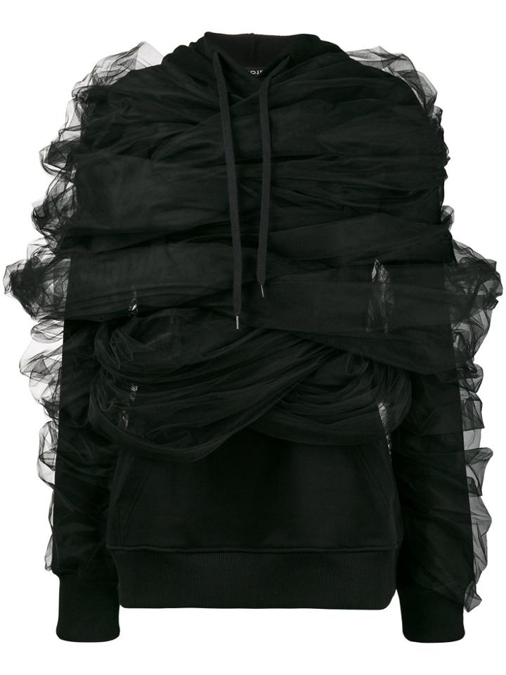 Y / Project Hoodie With Tulle Draping - Black