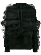 Y / Project Hoodie With Tulle Draping - Black