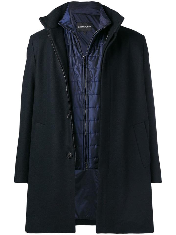 Emporio Armani Built-in Gilet Coat - Blue