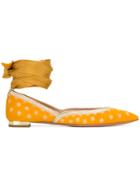 Aquazzura Bliss Ankle-wrap Ballerinas - Yellow & Orange