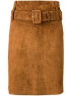 Prada Belted High Waist Skirt - Brown