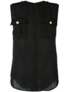 Dsquared2 Sleeveless Military Blouse, Women's, Size: 40, Black, Silk