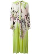 Roberto Cavalli Floral Print Longsleeved Dress, Women's, Size: 40, Green, Silk