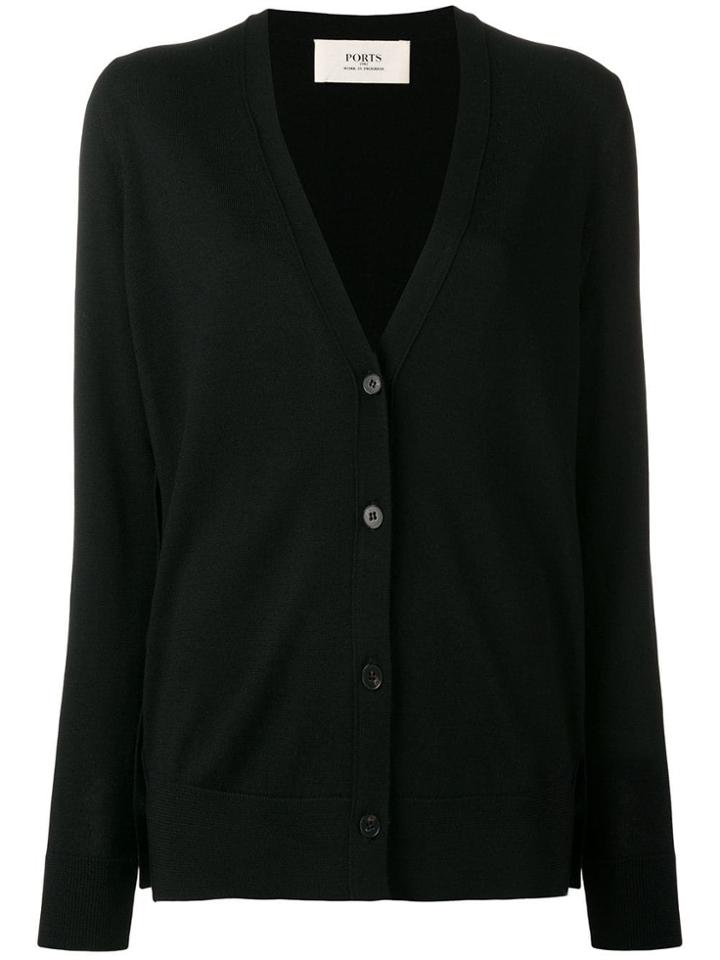 Ports 1961 V-neck Button Cardigan - Black