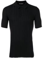 Dolce & Gabbana Ribbed Knit Polo Shirt - Black