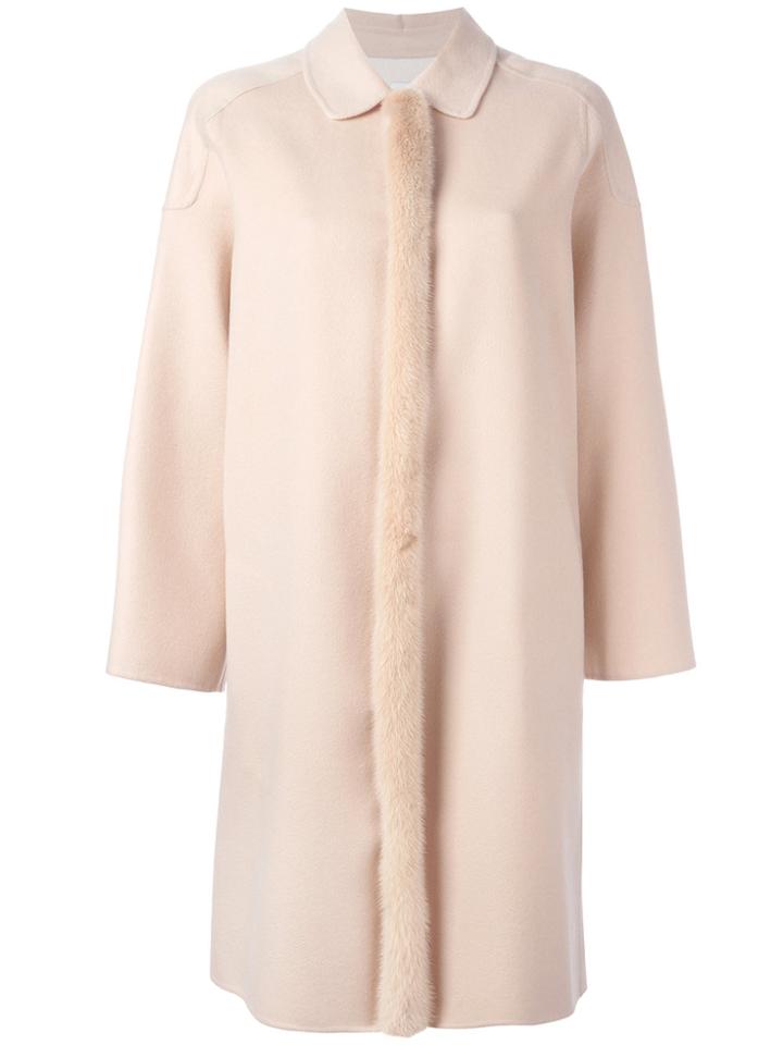 Agnona Fur Trim Coat - Pink & Purple