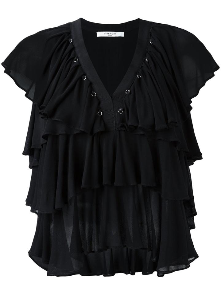 Givenchy Ruffled Sleeveless Top - Black
