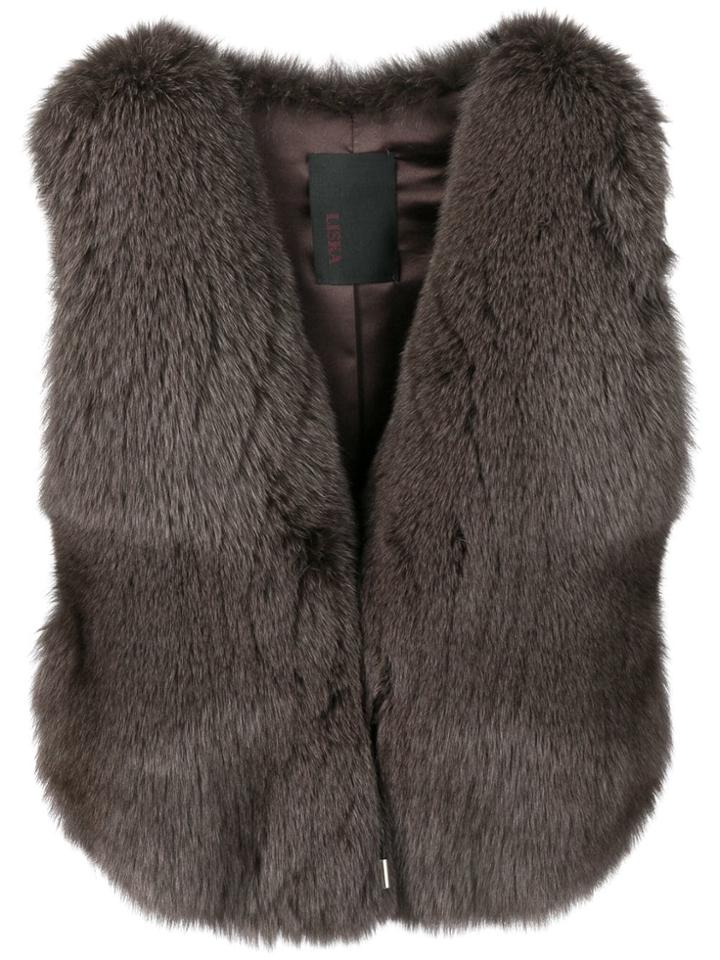 Liska Slim-fit Fur Gilet - Brown