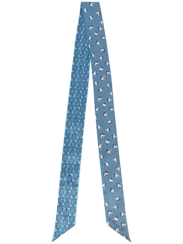 Coach Signature Monogram Skinny Scarf - Blue