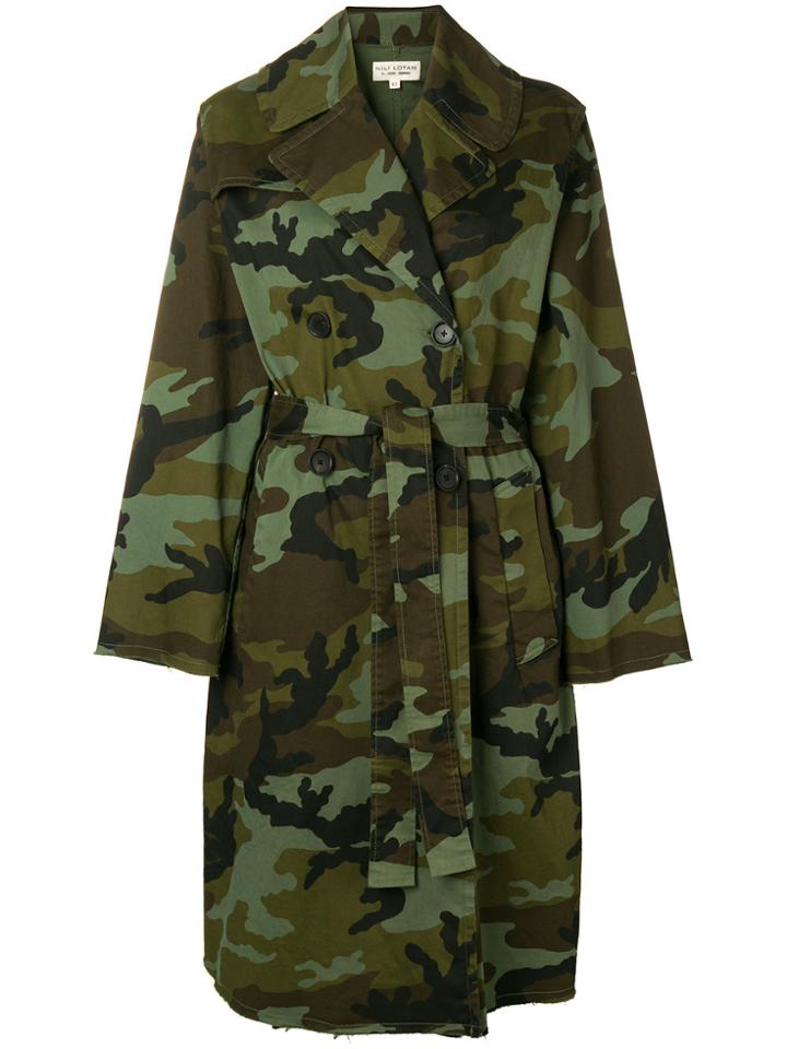 Nili Lotan Camouflage Print Coat - Green