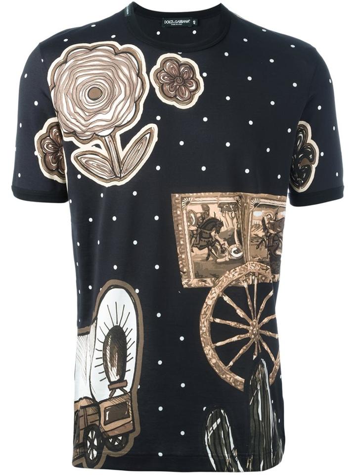 Dolce & Gabbana Western Print T-shirt, Men's, Size: 50, Black, Cotton