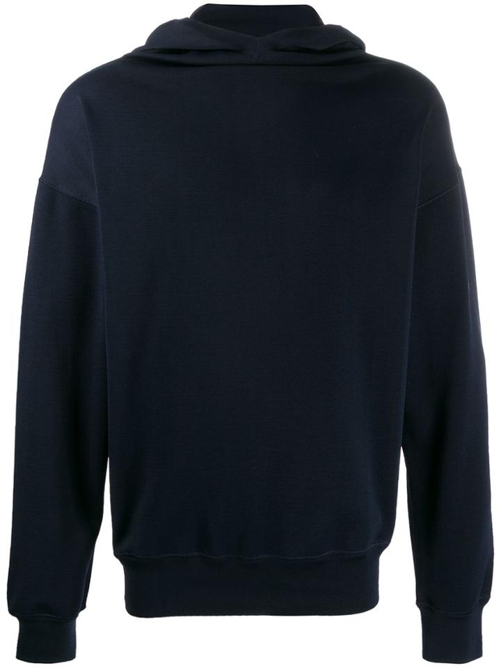 Jil Sander V-neck Hoodie - Blue