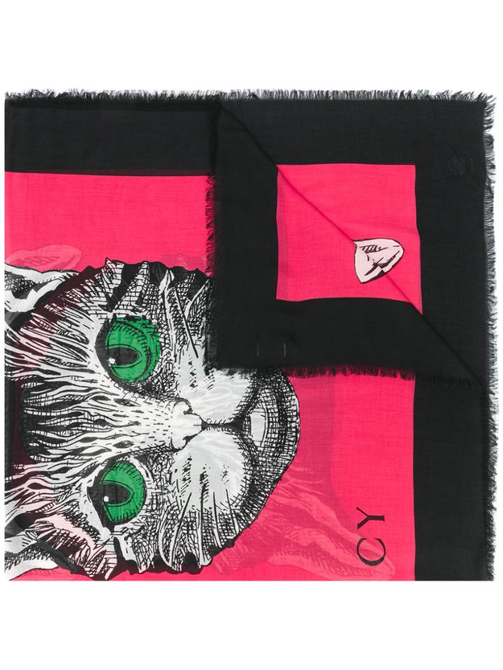 Gucci Cat Print Scarf - Pink & Purple