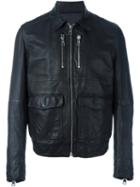 Just Cavalli Zipped Leather Jacket, Men's, Size: 52, Black, Leather/acetate/viscose