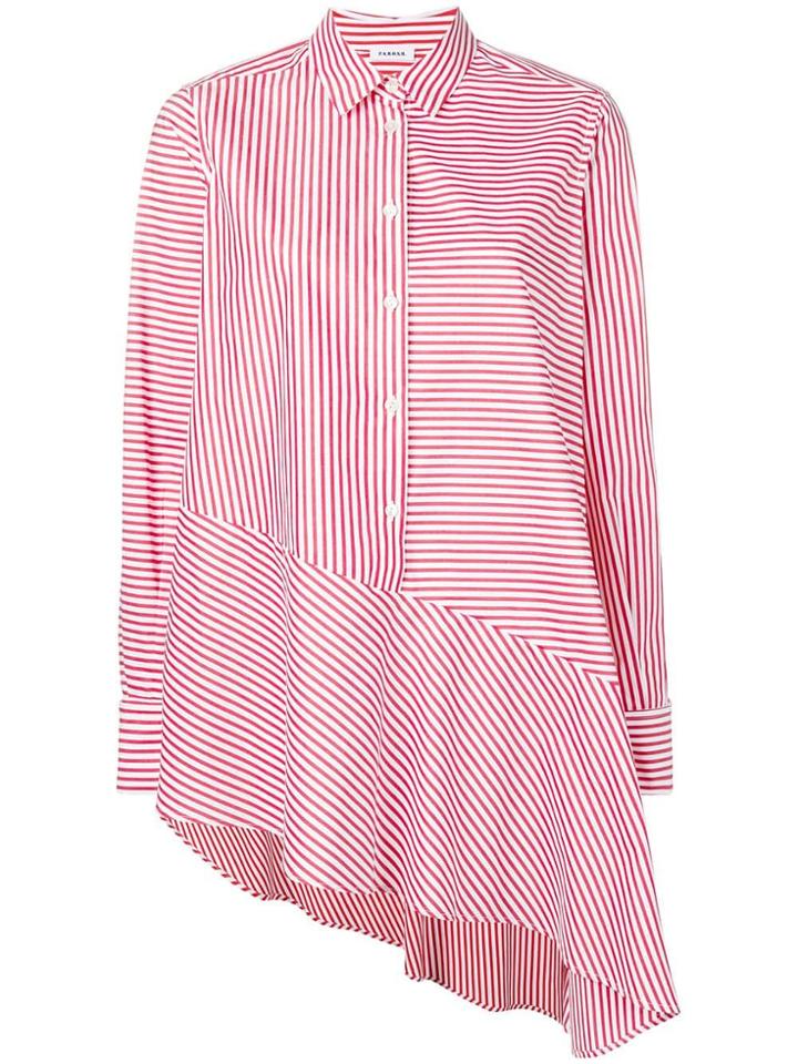 P.a.r.o.s.h. Asymmetric Striped Shirt - Red