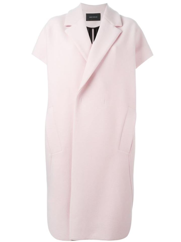 Cédric Charlier Short Sleeve Coat, Women's, Size: 42, Pink/purple, Polyamide/polyester/acetate/wool